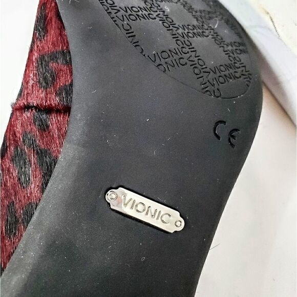 Vionic Calf Hair Mabrey Wine Leopard Print Heels - Picture 9 of 11